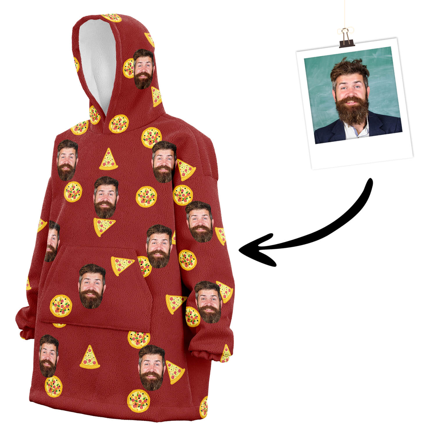 Custom Pizza Hoodie SuperHoodie Your Face On XXL Hoodie